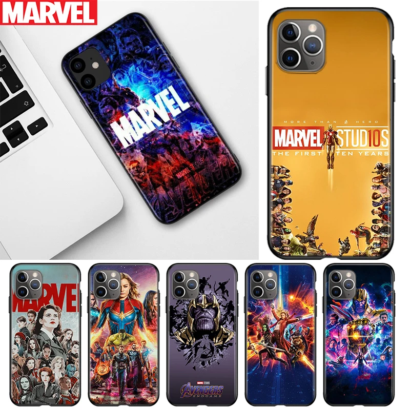 

Marvel Avengers Assemble For Apple iPhone 12 11 Pro Max mini XS Max XR X 8 7 6 6S Plus 5S SE 2020 Black Soft Phone Case