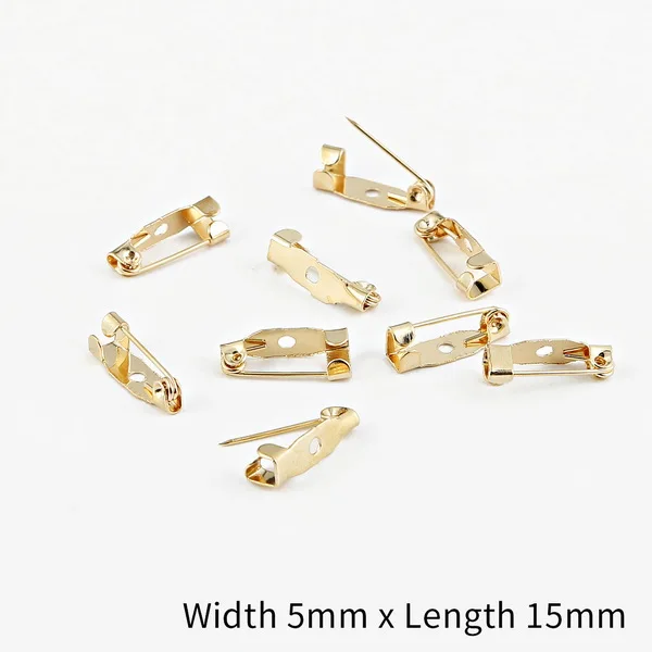 KC Gold 5x15mm 50 шт./Партия 15 20 25 30 35 мм золото/серебро/бронзовая брошь зажим базовые булавки безопасные булавки брошь настройки базы для украшений ручной работы Изготовление ювелирных изделий - Цвет: KC Gold 5x15mm