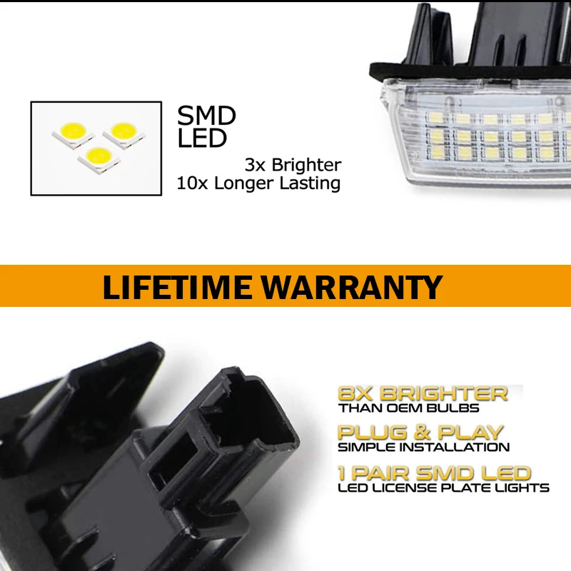 IJDM 6000k белый светильник номерного знака для Peugeot 206 207 306 307 308 406 407 5008 Partner Citroen C3 Ii C4 C5