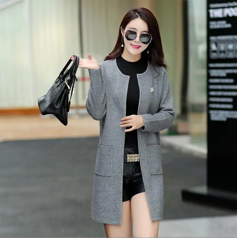 Кардиган женский с карманами мягкий V-образным вырезом Осень-зима 2021 |