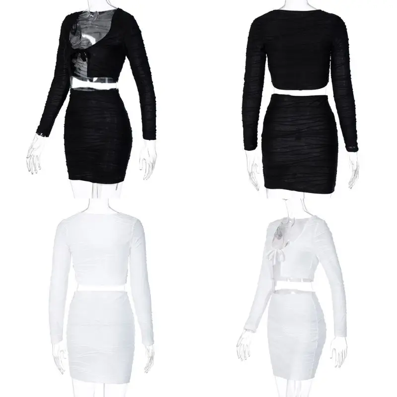 Женский осенний комплект из 2 предметов укороченный Топ с длинным рукавом и