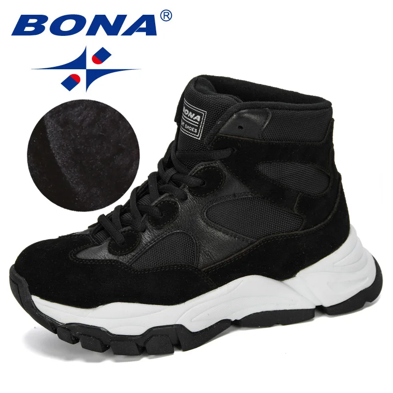Black BONA/Новинка года; дизайнерские женские ботинки на плоской подошве; зимняя модная обувь; зимние сапоги; женские водонепроницаемые резиновые сапоги; женская повседневная обувь - Цвет: Black