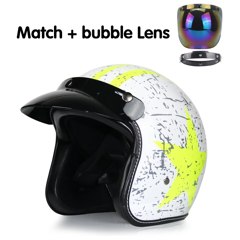 Винтажный мото rcycle шлем с открытым лицом Ретро 3/4 половина шлем мото Шлем КАСКО мото cicleta Capacete moto cross para - Цвет: c5