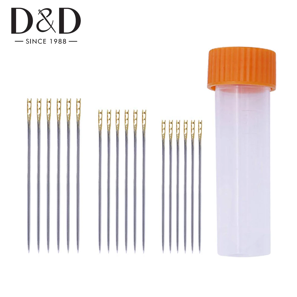 18pcs/Box Self Threading Needles Household Sewing Accessories DIY Tools Double Hole Easy to Thread Handmade Sewing Needle Set