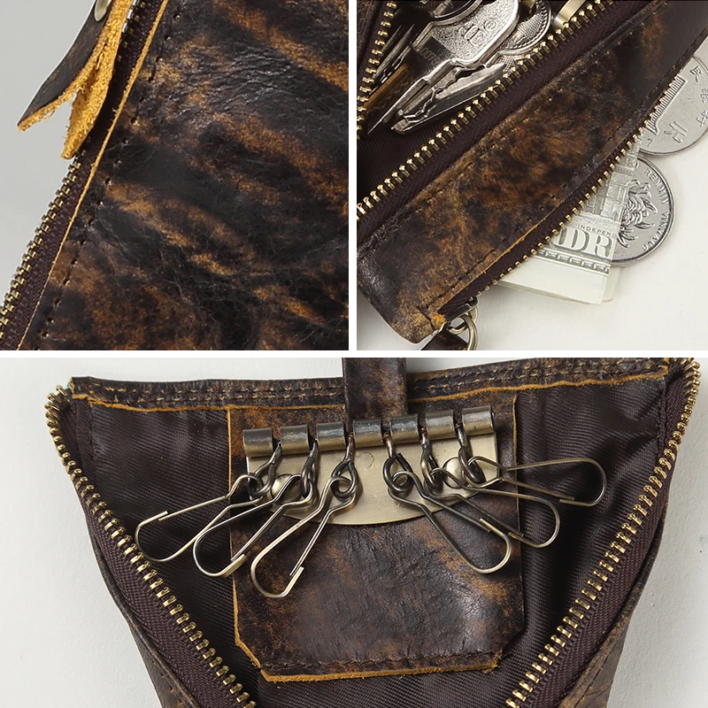 Men Print Key Wallets Zipper Purse Unisex Car Holders Buckle Case Housekeeper Holder Vintage Retro key case | Багаж и сумки