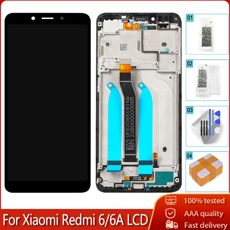 5 45 &quotОригинальный ЖК дисплей + рамка для Xiaomi Redmi 6A с сенсорным экраном сборки