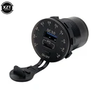 Зарядное устройство для автомобилей, 18 Вт, USB Type-C, PD, 12 В, быстрая зарядка 3,0, водонепроницаемое, для внедорожников, со светодиодный ным вольтметром, выключателем питания