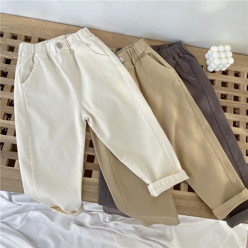 VIDMID children's cotton pants new boys outer casual pants baby girls elastic pants P6061