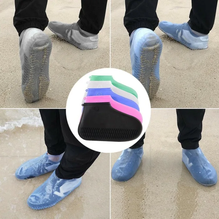 1 Pair Reusable Shoe Covers Waterproof Silicone Rain Boots Overshoes Women Men Anti-Slip Outdoor Shoe Protector P7Ding
