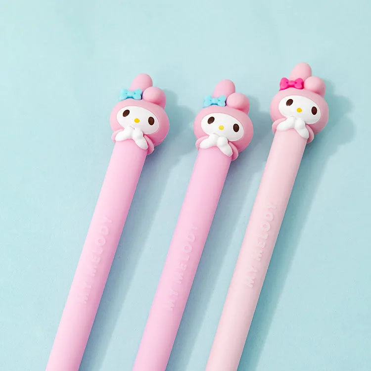 16 pcs/lot Pink Rabbit Cat Silicone Gel Pen Cute 0.5mm black Ink Signature Pens Promotional Gift Office School Supplies | Канцтовары для