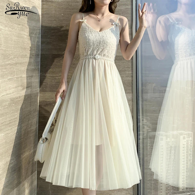 

New Mesh Lace V Neck Maxi Dress for Women Summer Sexy Sleeveless Party Dress Floral A Line High Waist Long Dresses Robe 14881