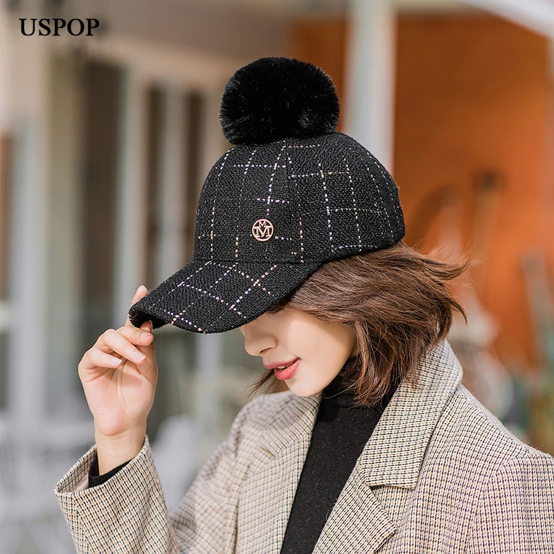 Женская бейсбольная кепка USPOP клетчатая бейсболка с буквенным принтом M новинка