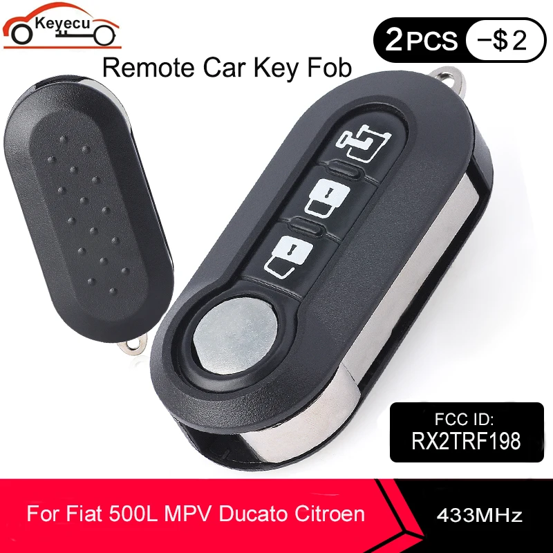 KEYECU 3x дистанционный ключ 3 кнопки ASK 433 МГц ID46 для Fiat 500L MPV Ducato Citroen Jumper Peugeot Boxer 2008 2015
