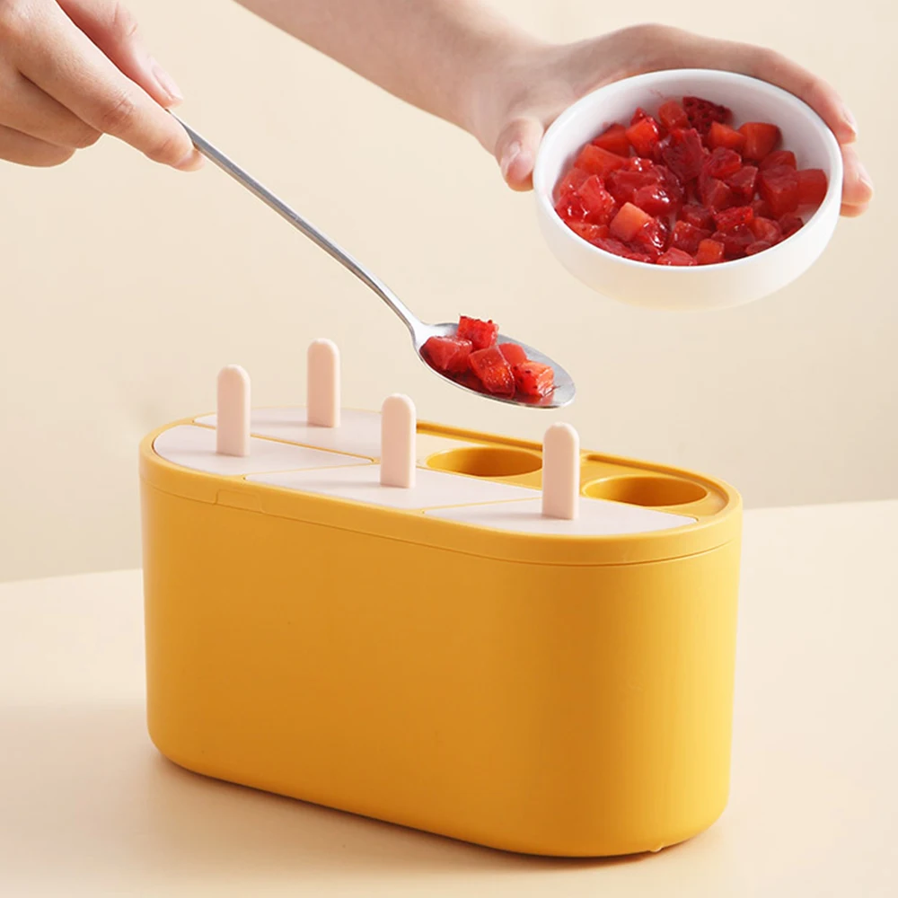 

1PC Ice Cream Mold Silicone Dessert Freezer Fruit Mould with Sticks Reusable 6 Grids Ice Jelly Making Tray Tool Home Store