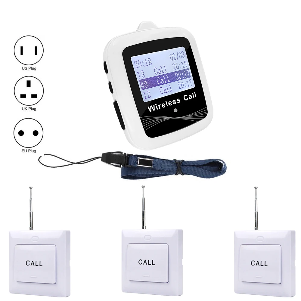 

CATEL 1 Watch Receiver Pager 3 Strong Signal Call Button Transmitter Wireless Restaurant Calling System, Hotel Waiter Buzzer