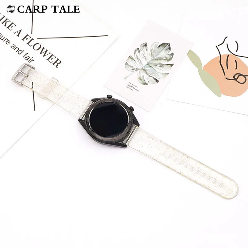 

Transparent Jelly Watch Band Quick Release Switch Ears 22mm Universal Watch Strap Girls Watch Band Cherry Pink Lemon Yellow