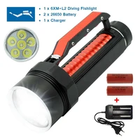 10000 lumen diving flashlight led underwater hunting torch high power light waterproof flashlights 26650 rechargeable lamp