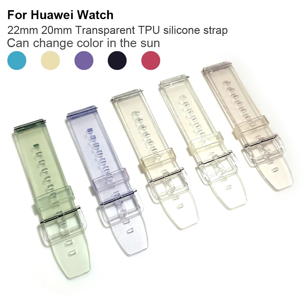 

Ремешок силиконовый для HUAWEI WATCH 3 Pro/GT 2, прозрачный браслет для HONOR magicwatch 2 42 мм 46 мм, сменные цвета