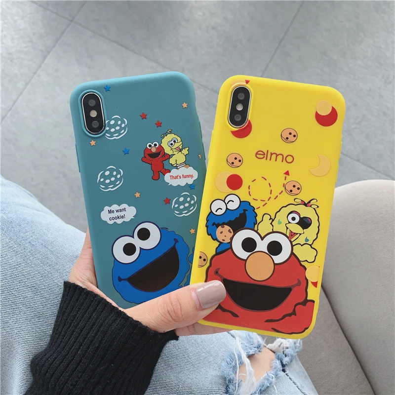 Мультяшный милый чехол для телефона с изображением улицы Сезам iPhone 6 6s 7 8 Plus X Xs MAX XR