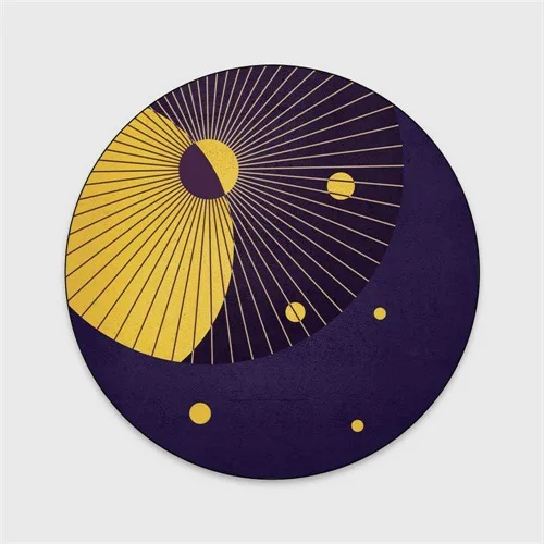 

Creative golden art geometric non-slip round carpet floor mats bedroom living room home decoration