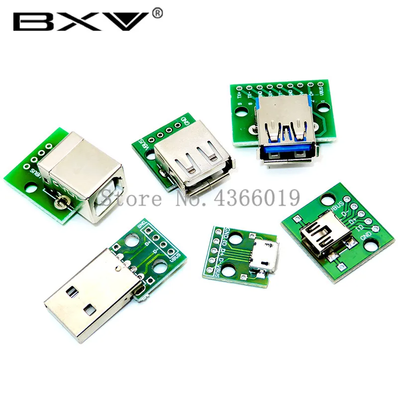 Micro/Mini USB/USB A Male/USB 2 0/3 0 Female/USB B интерфейс до 54 мм DIP PCB адаптер коммутационная