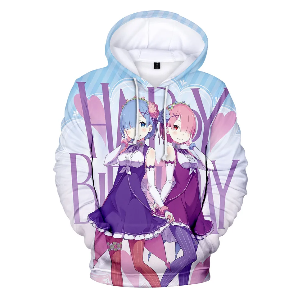 Natsuki Subaru Толстовка Re ZERO пусковая Аниме толстовки Rem Ram для женщин/мужчин Emilia пары Косплей куртка свитер Одежда