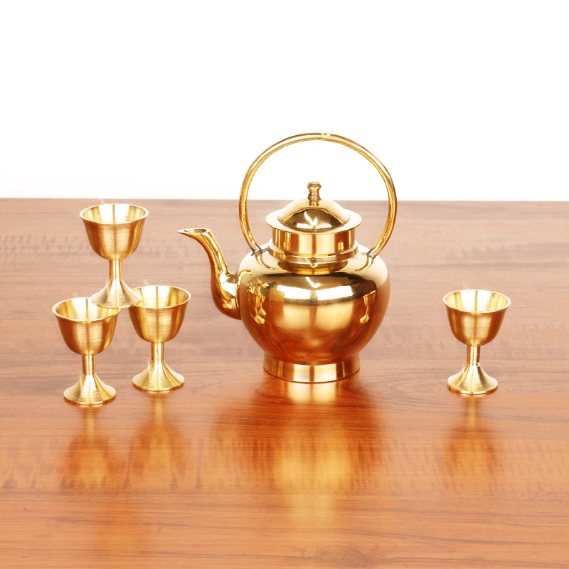 Home sake hand-made antique complex classical personality creative pure copper hip flask hot yellow liquor set | Дом и сад
