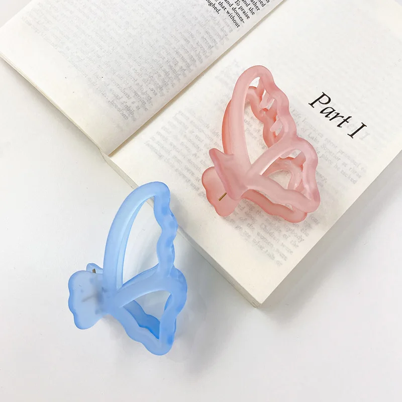 

2021 Plastic Butterfly Hair Claw Banana Clip Barrettes Sweet Fairy Geometric Hair Clip Gradient Hairpin Claws Hair Accessories