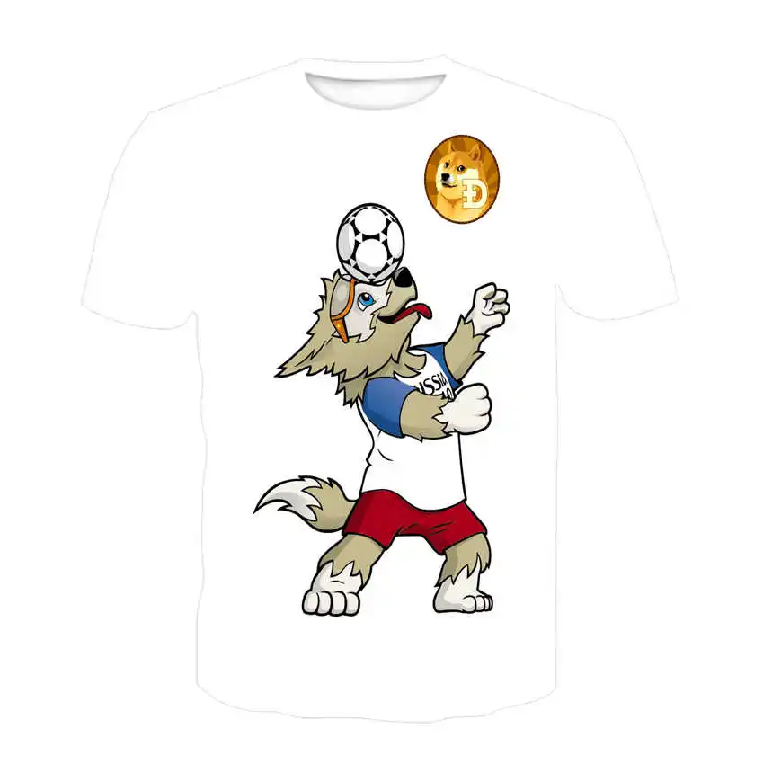 

Casual Fashion Baby Wolf Print Clothing Summer Boy T-shirt Short-sleeved Round Neck Top Cute Animal Girl T-shirt