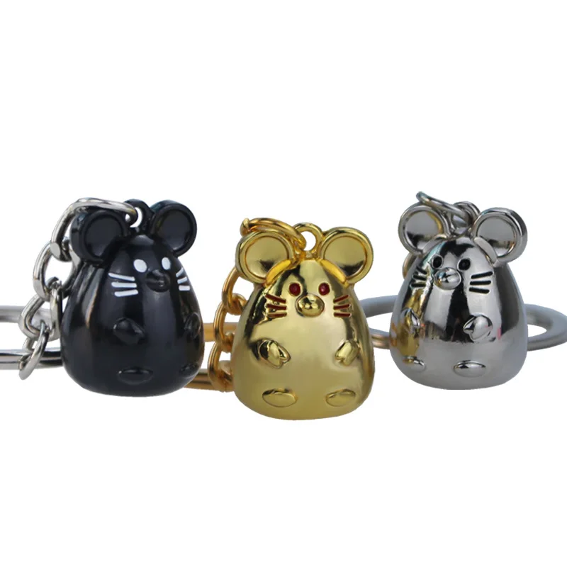 

New Chunky Rat Mouse Keychain Fashion Trinket Animal Car Keyfob Bag Pendant Key Chain Holder Animal Keyring for Women Gift