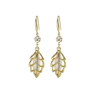925 silver vintage leaf hanging earrings rhinestone drop earrings for women girls wedding jewelry earrings