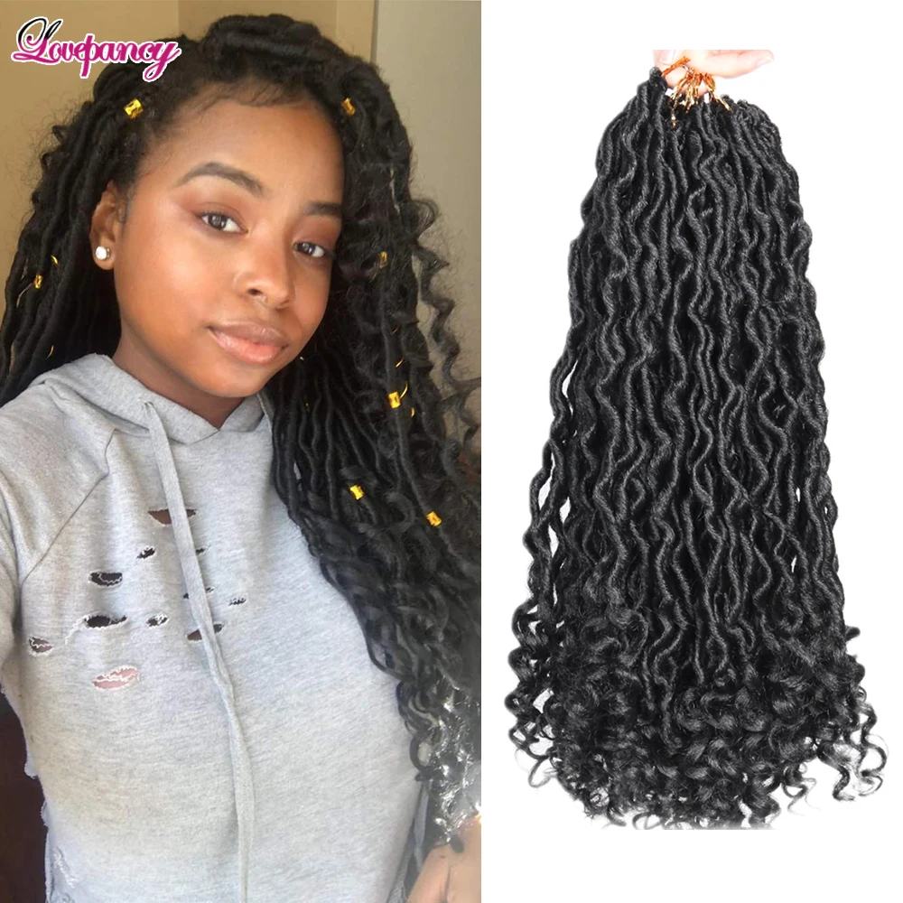 

Synthetic Crochet Braids Hair Passion Twist Goddess Braiding Hair Extensions Ombre Brown Faux Locs With Curly Hair Lovepancy