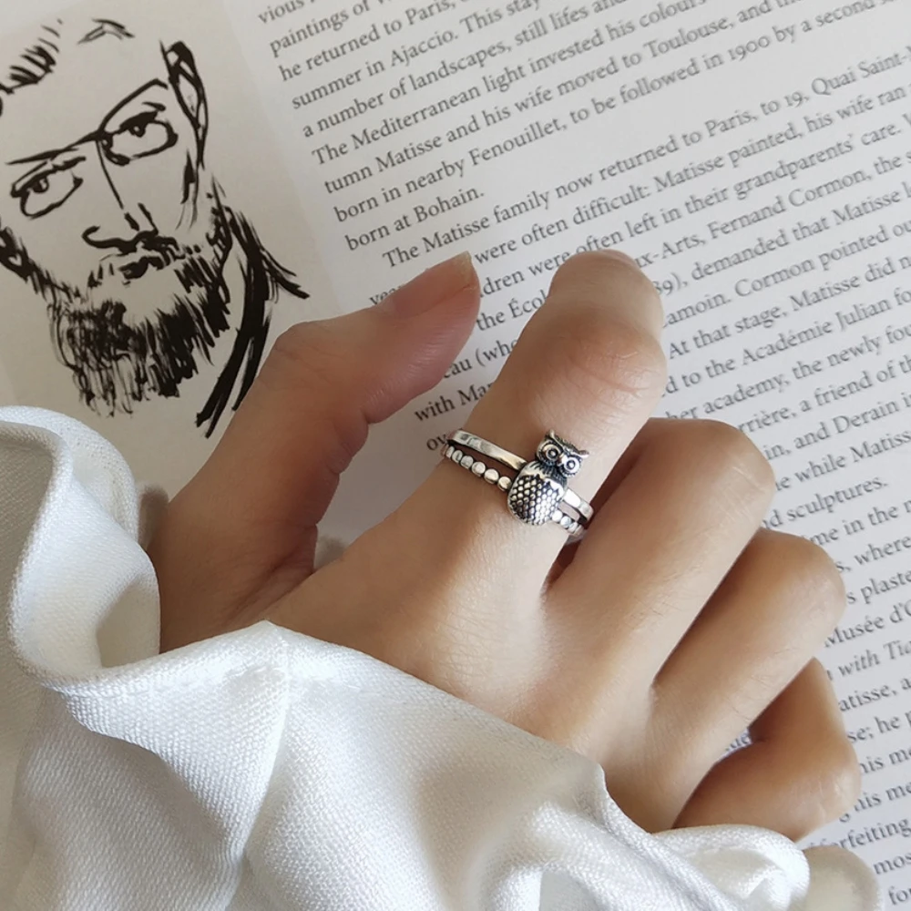 Винтажное ювелирное изделие в стиле хиппи серебряное кольцо и совы ювелирные
