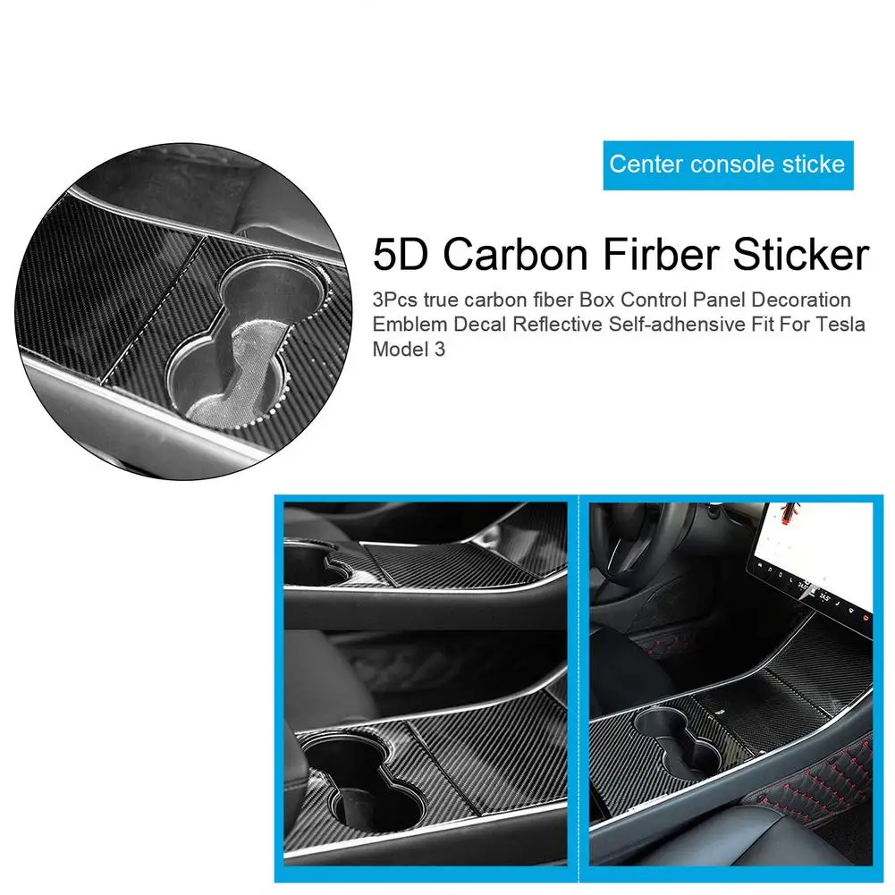 Автомобильная наклейка для внутреннего интерьера 3 шт. настоящий углерод волокно