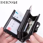 DIENQI RFID Бумажник для карт, мужские кошельки, высококачественный маленький кожаный бумажник с застежкой-молнией, сумочка для денег 2019 черный мужской короткий кошелек Уоллер Smart