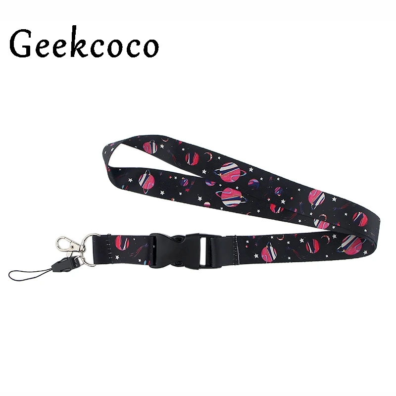 

10 шт./лот, ремешок для мобильного телефона с рисунком черной планеты, брелок для ключей, держатель для камеры, съемный ремешок с пряжкой, J0534