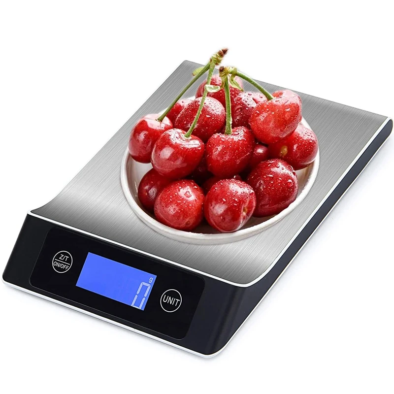 

Kitchen Scale Digital Scale, Electronic Scale, 10Kg / 22Lb With Large LCD Display, Stainless Steel Food Scale
