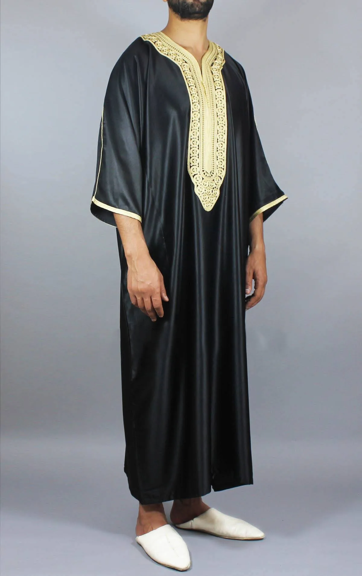 2021 Summer New Navy Blue African Ethnic Style Men'S Long Shirt Spot Black Muslim Robe Jl037