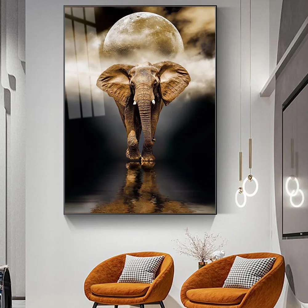 Картина на холсте с изображением слона постер эстетическими животными Офисная