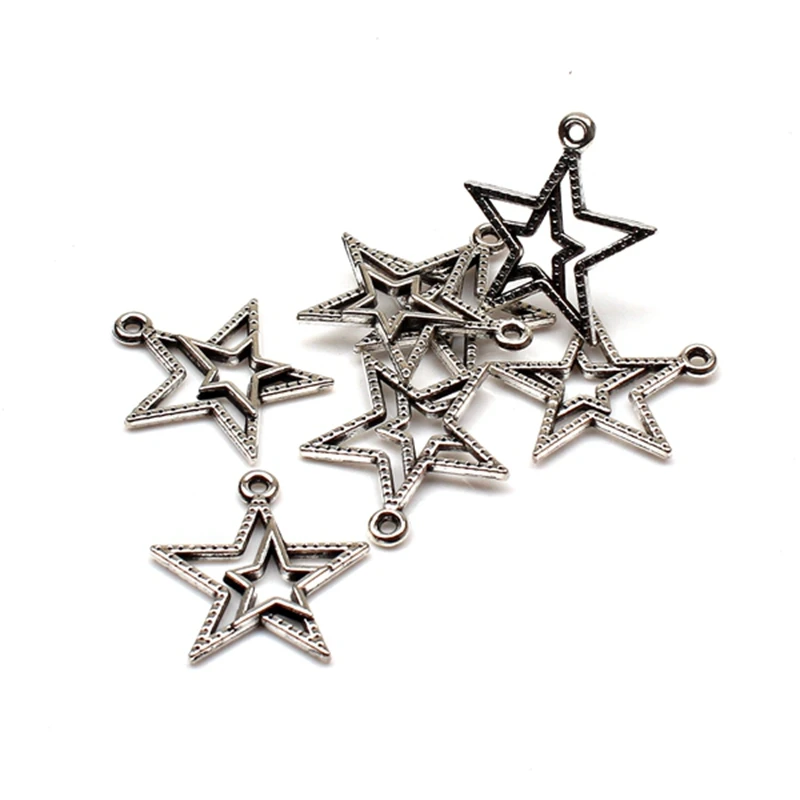 

12pcs Charms star pentagram 23*20mm Antique Making pendant fit Vintage Tibetan Silver,DIY bracelet necklace Handmade