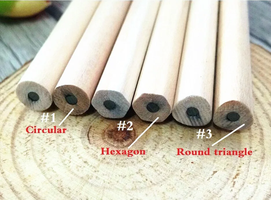 

10pcs/lot Round And Hexagonal And Triangles Three Shapes With Crude Wood Pencils For School Supplies Environmentally Friendly