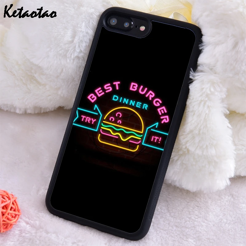 Ketaotao Best Burger In Town Neon Sign Real Light Silicone Phone Case Cover For iPhone 6S 7 8 Plus 5S SE X XS XR 11 PRO MAX | Мобильные