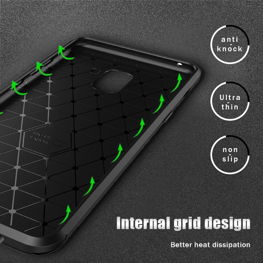 

UFlaxe Soft Phone Case for Samsung A7 A8 Plus 2018 Carbon fiber Texture Shockproof Ultra-thin Cover Galaxy A10e A20e A70e JK