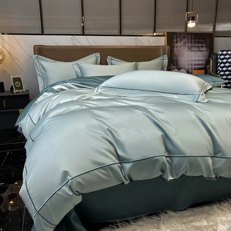 

High-end light luxury cotton four-piece set 100 cotton bedding soft and comfortable long-staple quilt cover sheet