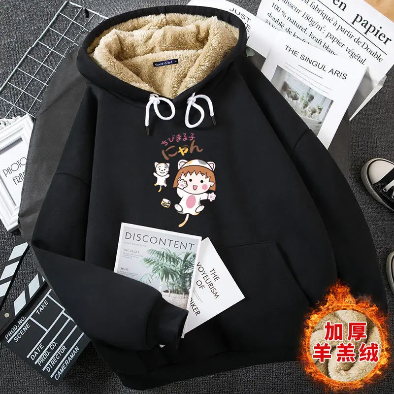 

Lamb Velvet Sweater Women Plus Velvet Thickened Autumn Winter 2021 New Hooded Jacket Students All-match Loose Korean Trend WC273