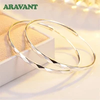 100 925 sterling silver 35mm 50mm round hoop earring for women fashion jewelry gift
