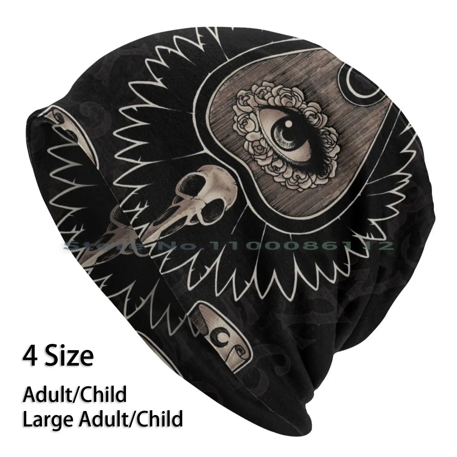 

Planchette Beanies Knit Hat Ouija Planchette Halloween Reto Vintage Creepy Wicca Whitch Eye Birdskull Solangescf Tattoo Zombie