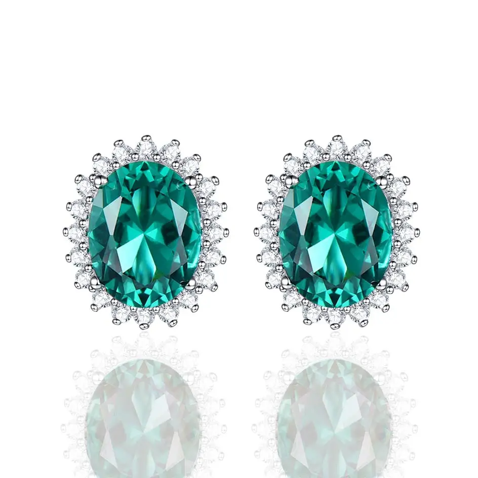 Emerald Куололит зултанит драгоценный камень серьги-гвоздики для женщин Твердые 925 пробы серебро создан изменение цвета диаспор Сода камень серьги - Цвет камня: Emerald