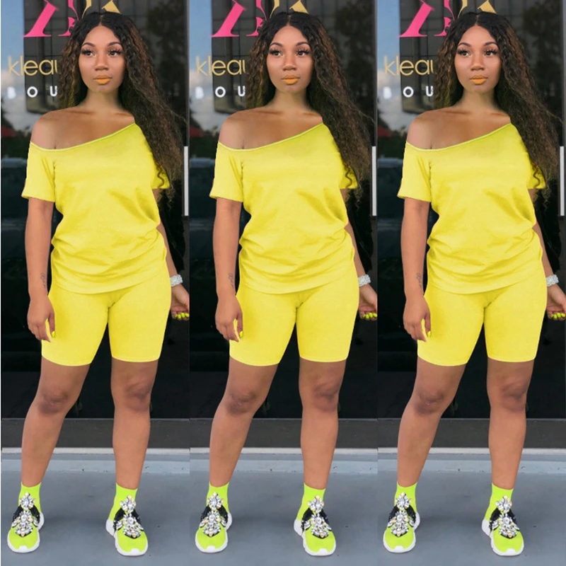 Plus Size 2 Piece Set Women 5xl Summer Two Short for Tracksuit Casual Lounge Wear Sport Biker Shorts 2021 |