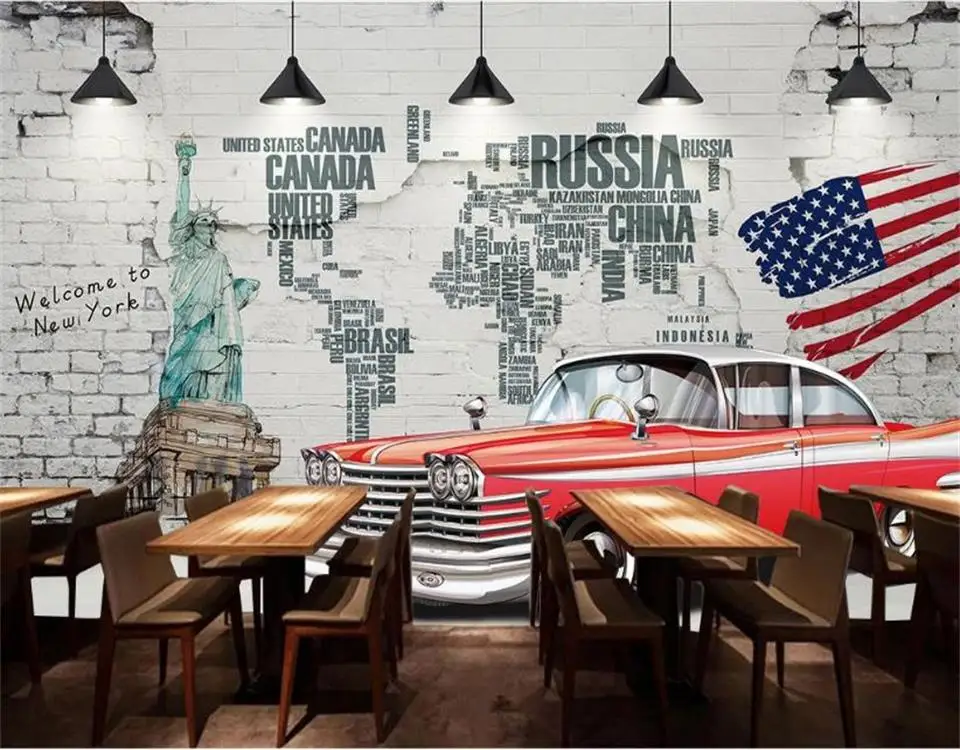 Настенные 3D-обои на заказ фотообои с изображением кирпичной стены старого